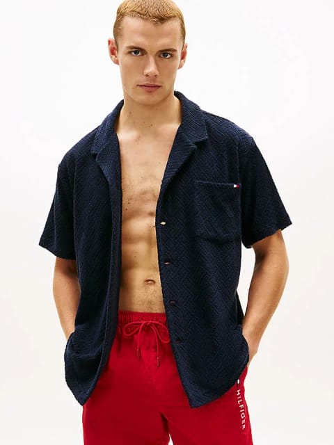 پیراهن بافت تری طرح‌دار مردانه Tommy Hilfiger