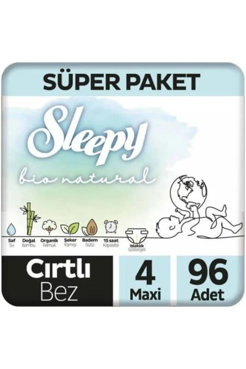 Sleepy Bio Natural سوپر پک پوشک بچه سایز 4 ماکسی 96 عددی