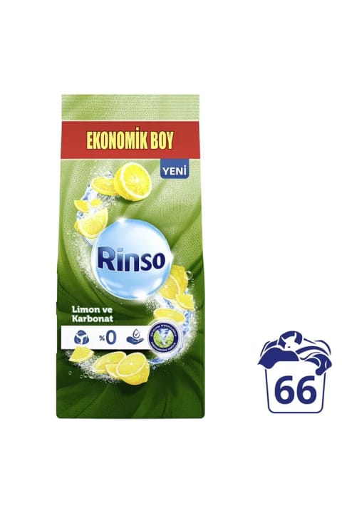 پودر لباسشویی Rinso برای لباس‌های رنگی و سفید با لیمو و کربنات