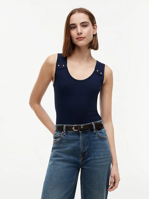 تیشرت زنانه دکمه طلایی Tommy Hilfiger