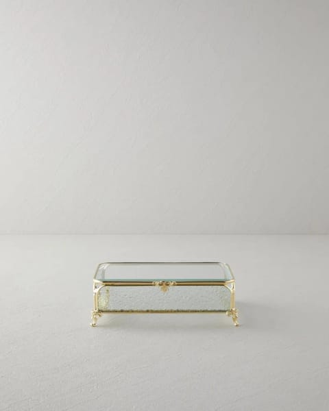 جعبه دکوری شیشه‌ای Rina ۱۸×۱۲×۶ سانتی‌متر Gold