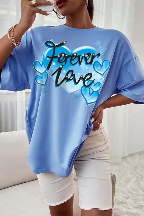 uyguntarz تی‌شرت اورسایز یونیسکس چاپ Forever Love