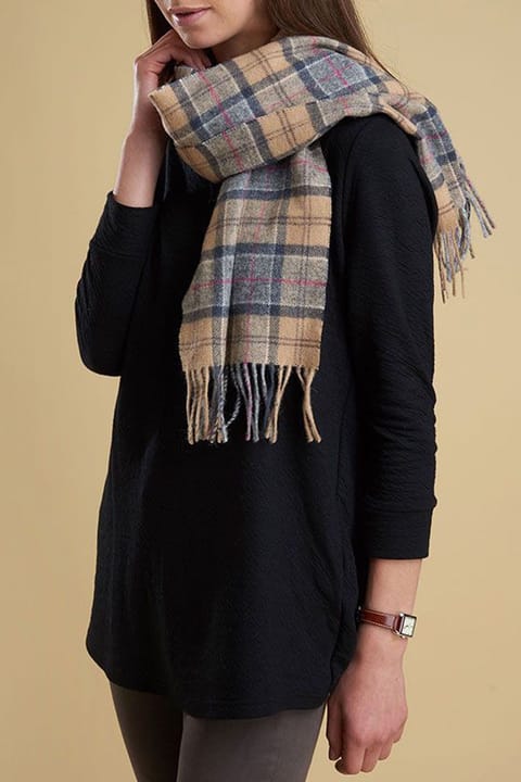 شال گردن پشمی طرح تارتان Barbour یونیسکس (۱۰۰٪ Lambswool) مدل TN31 Dress Tartan