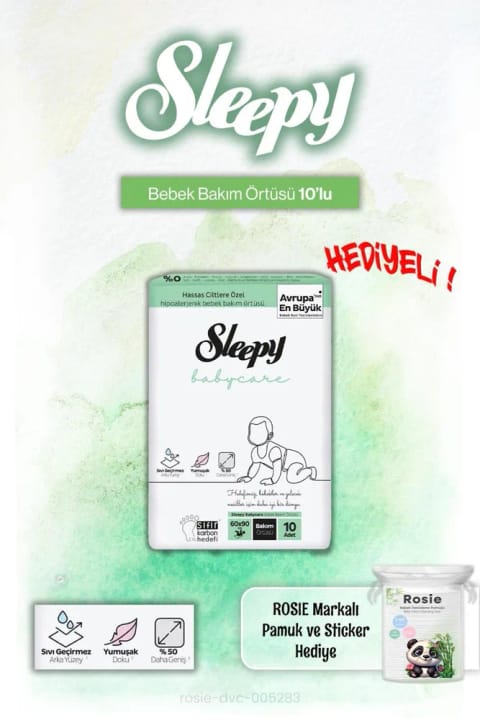 Sleepy Babycare حوله تعویض نوزاد ۱۰ عددی به همراه هدیه پنبه Rosie