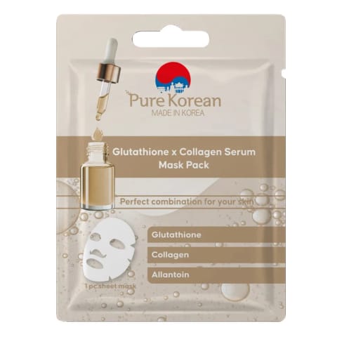 ماسک ورقه‌ای سرم گلوتاتیون و کلاژن Pure Korean