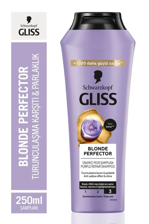 شامپو Gliss Schwarzkopf Blonde Perfector ضد زردی مو بور بنفش 250 میلیلیتر