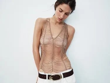 Zara تاپ بنددار منجوق‌دوزی‌شده