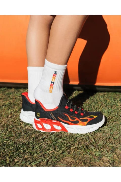 SKECHERS THERMO-FLASH 2.0 HEAT-BRISK پسر بچه بزرگ مشکی/قرمز چراغدار سایز...