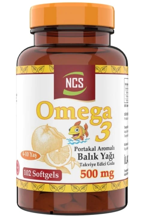 NCS Omega 3 روغن ماهی 500 میلی‌گرم مخصوص کودکان 102 سافت‌جل با طعم پرتقال