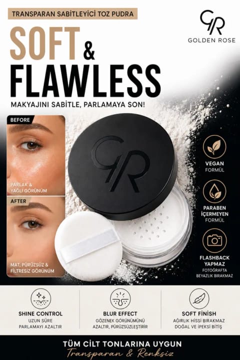 Golden Rose پودر فیکس‌کننده ماندگار ترانسپارنت