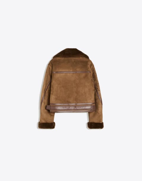 Bershka کاپشن موتورسواری کراپ دولایه