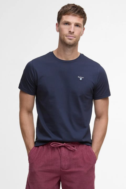 تی‌شرت پیگه Barbour با حاشیه تارتان NY91 سرمه‌ای