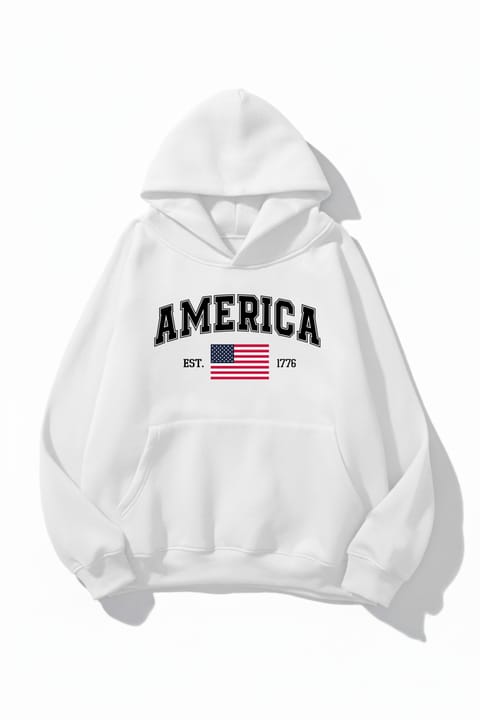 هودی اورسایز طرح چاپ America با بافت نرم سهنخ uyguntarz یونیسکس