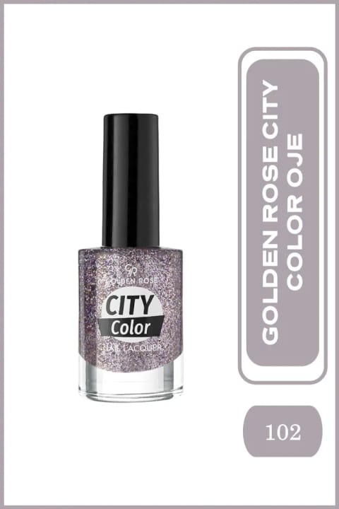 Golden Rose City Color Nail Lacquer Glitter - 102 - لاک براق