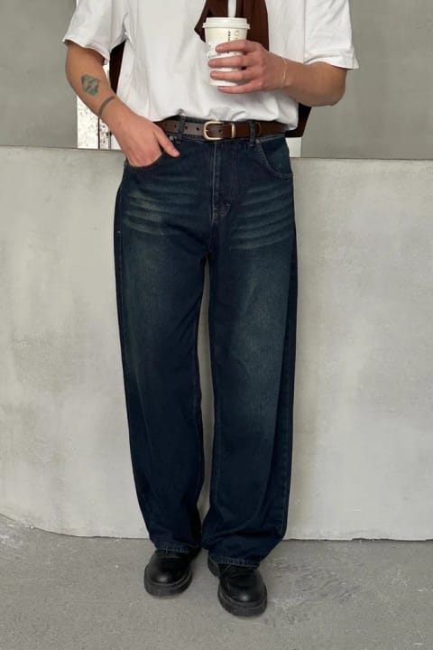 شلوار جین Baggy Extra مردانه آبی تیره