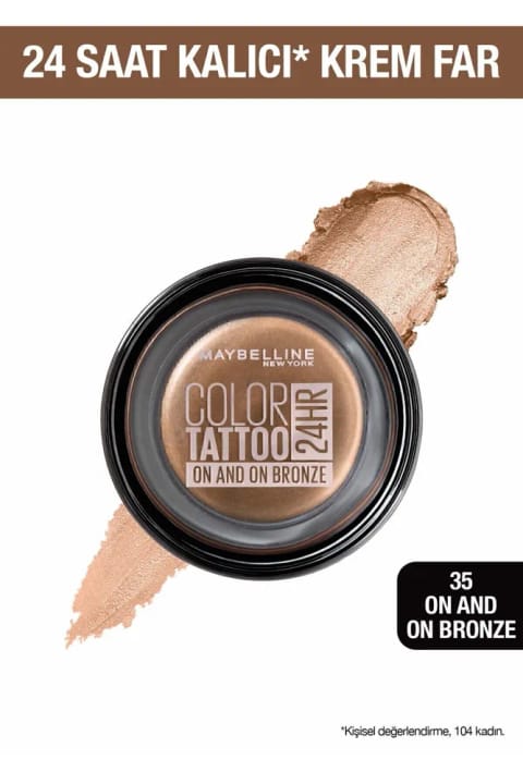 سایه چشم Maybelline New York Color Tattoo 24H - 35 On And On Bronze - برنز