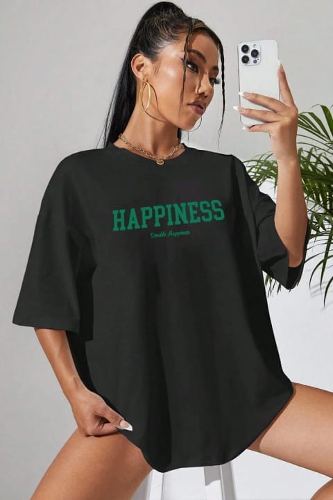 تیشرت طرح Happiness یونیسکس uyguntarz