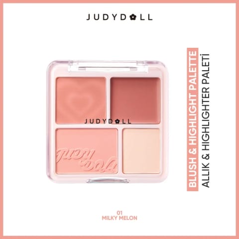پالت رژگونه و هایلایتر Judydoll 01 Milky Melon