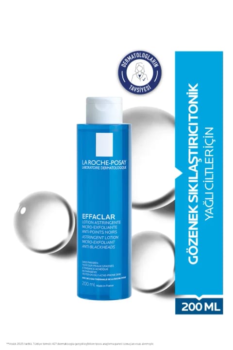 La Roche Posay Effaclar تونر ضد جوش سرسیاه و سفتکننده منافذ برای پوست چرب حاوی سالیسیلیک اسید ۲۰۰ میلیلیتر