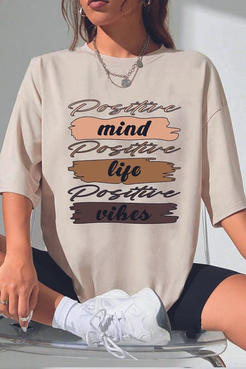 تیشرت اورسایز چاپدار Unisex Mind Life Vibes uyguntarz