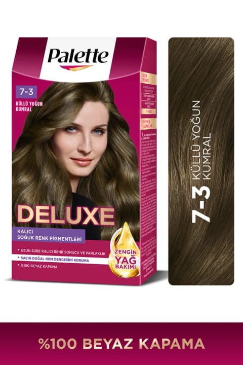 Palette Deluxe 7-3 خاکستری بلوند تیره، کیت رنگ مو با روغن غنی مراقبتی
