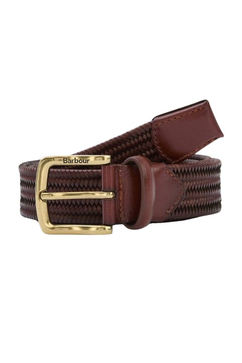 کمربند چرم کشباف Barbour مدل BR71 Brown