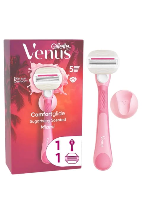 Gillette Venus ComfortGlide Sugarberry معطر میامی مخصوص بانوان با 5 تیغ
