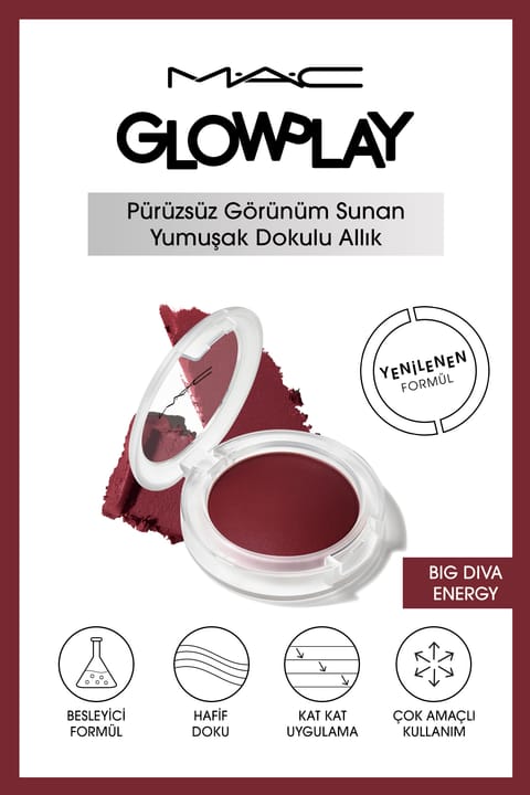 رژگونه قابل لایهبندی M.A.C Glow Play با بافت نرم - Big Diva Energy