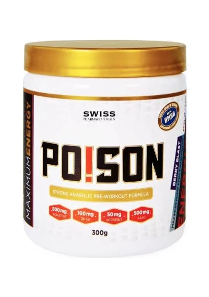 پیش‌تمرینی Swiss Poison با Agmatine و AAKG تقویت‌کننده نیتریک اکساید ۳۰۰ گرم