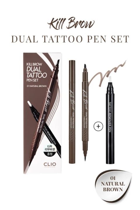 ست مداد اصلاح ابرو و آرایش نیمه دائمی CLIO Kill Brow Dual Tatto — 01 Natural
