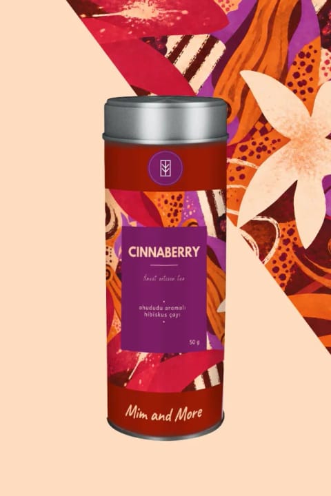چای Mim and More Cinnaberry – چای هیبیسکوس با طعم تمشک، قوطی ۵۰ گرم