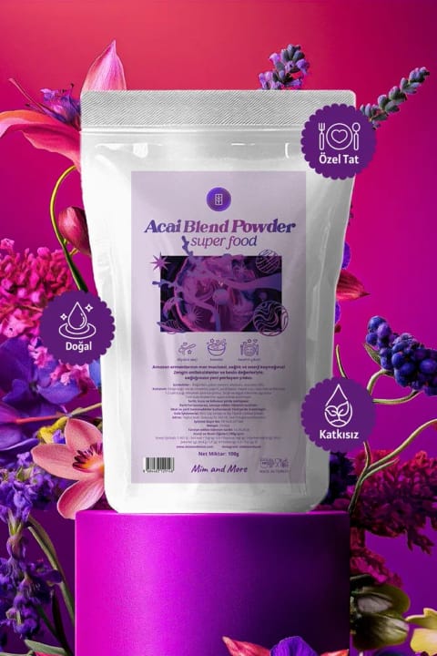 پودر Acai طبیعی Mim and More - سوپرفود Acai Blend، 100 گرم