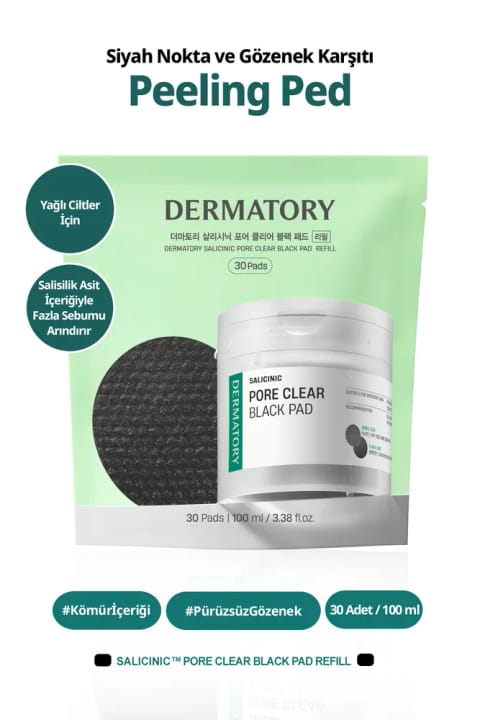 DERMATORY پد لایه‌بردار ضد جوش سرسیاه برای پوست چرب (بسته جایگزین)