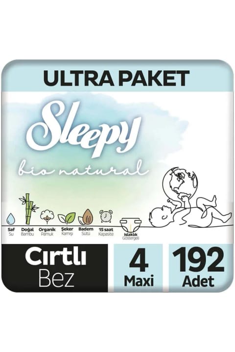 پوشک بچه اسلیپی بیو نچرال اولترا سایز ۴ ماکسی ۱۹۲ عددی