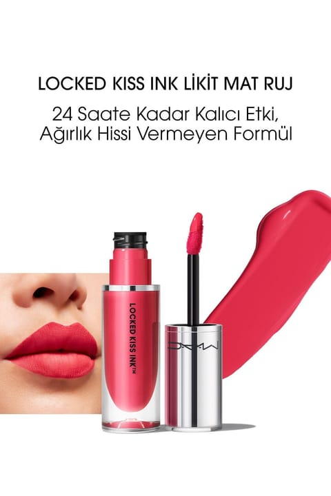 رژ لب مایع مات ماندگار M.A.C Locked Kiss Ink تا ۲۴ ساعت ضدآب - Hy...