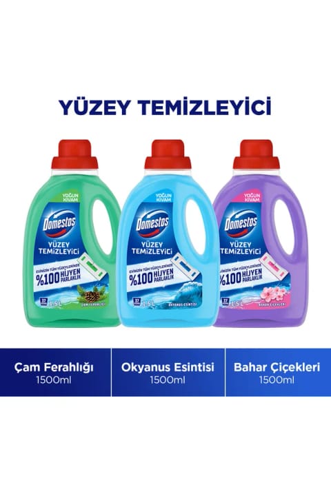 Domestos سطح‌شوی 1500 میل × 3 (کاج، اقیانوس، شکوفه‌های بهاری)