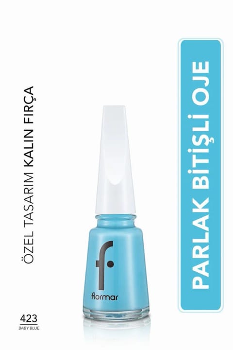 لاک ناخن فلورمار با پیگمنت بالا و پایانی براق FNE-423 Baby Blue