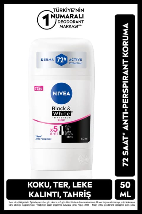 NIVEA دئودورانت استیکی زنانه Black & White Invisible Clear 50ml