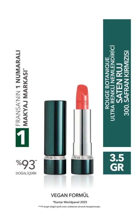 Yves Rocher Rouge Botanique Ultra رنگ اشباع مرطوبکننده رژ لب ساتن - 300. زعفران...