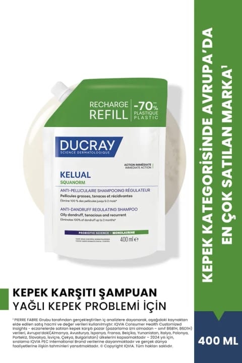 شامپو ضدشوره Ducray Kelual Squanorm برای موهای چرب با اثر پاککننده