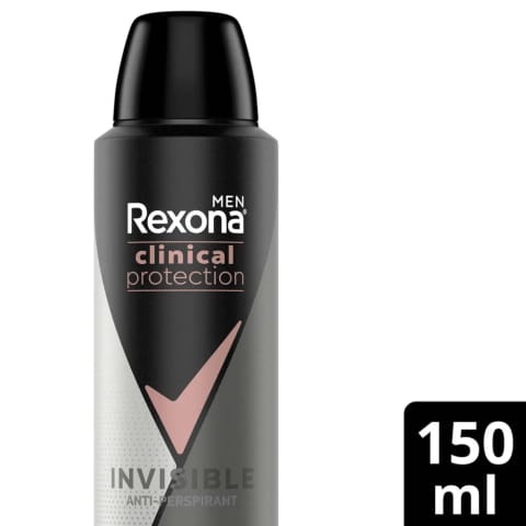 Rexona Men Clinical Protection Invisible اسپری ضد تعریق مردانه ۱۵۰ میلی‌لیتر