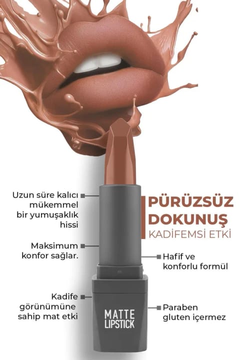 Alix Avien رژ لب مات مخملی بلندمدت با رنگ دهی غلیظ و مرطوب‌کننده — 404 Warm Caramel