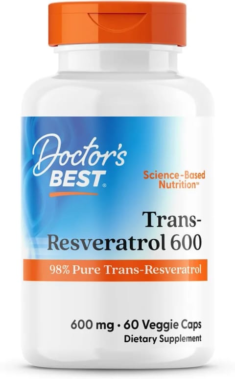 Doctor's Best Trans-Resveratrol 600 98% Pure Brain & Cognitive 60 Veggie Caps