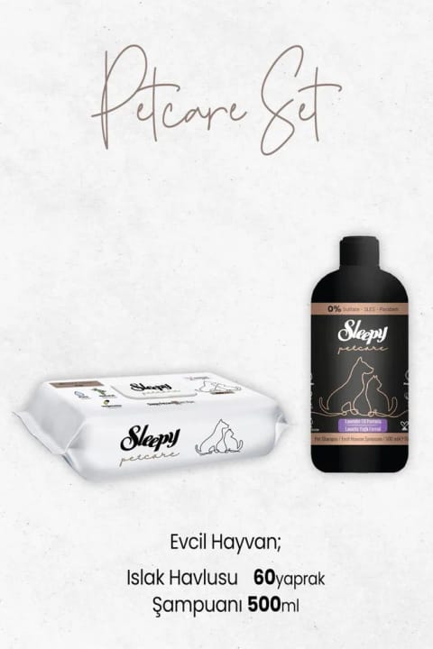 شامپوی حیوانات خانگی Sleepy Petcare با روغن اسطوخودوس 500 میلیلیتر + دستمال مرطوب 60 عددی