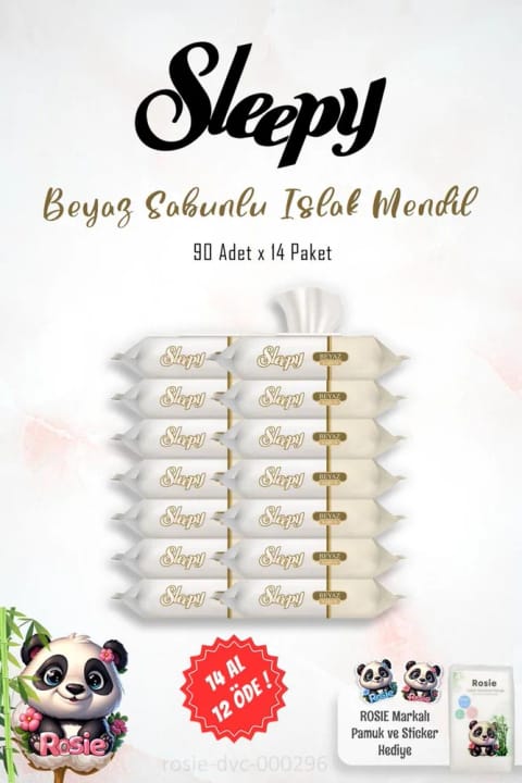 دستمال مرطوب Sleepy با رایحه صابون سفید ۹۰ عددی