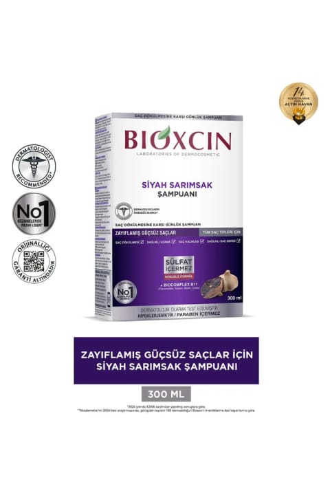 شامپو سیر سیاه Bioxcin 300ml ضد ریزش مو تقویت‌کننده