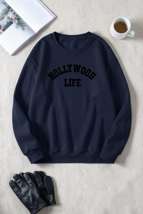 سویشرت یقه گرد چاپ Hollywood Life یونیسکس uyguntarz