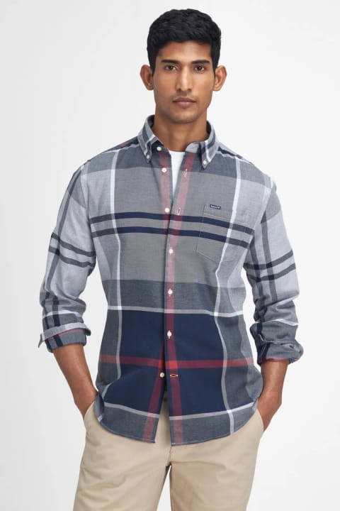 پیراهن Barbour مدل Dunoon Tailored Tartan TN21 Blue Granite