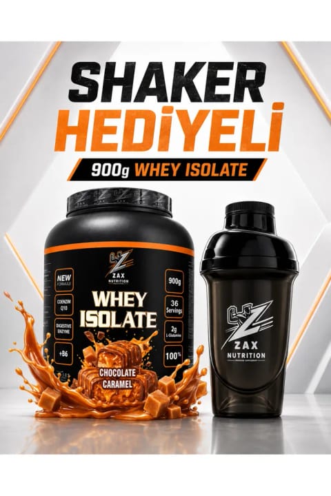 zax nutrition ایزوله وی کارامل ۹۰۰ گرم ۳۶ سرویس همراه با شیکر هدیه!