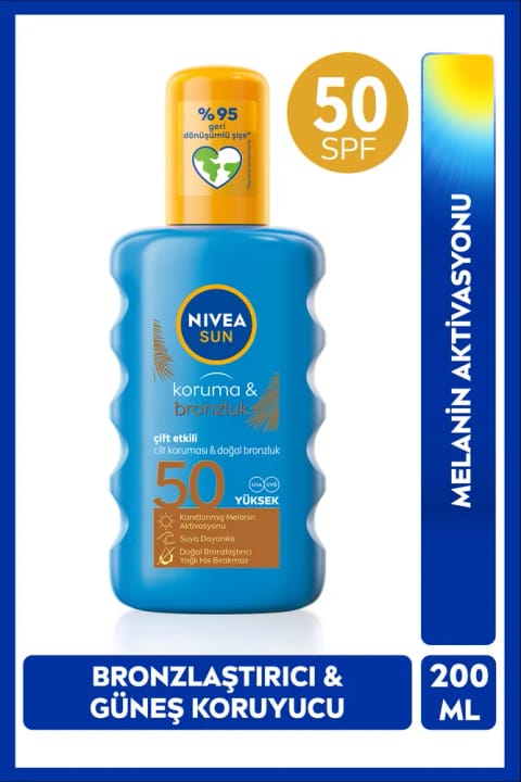 NIVEA SUN SPF50 ضد آفتاب و برنزه‌کننده اسپری ۲۰۰ml